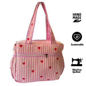 Jaipur Block Print Diaper Tote <b>Bag</b> Pure Cotton Quilted Baby Diaper <b>Bag</b> Multi Pocket Eco Friendly Handmade Artisanal 16" X 14" - Product Image 2