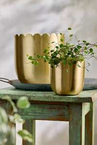 Jardinière décorative en métal pour salon, chambre, balcon, avec un design minimaliste et une finition dorée - Product Image 5