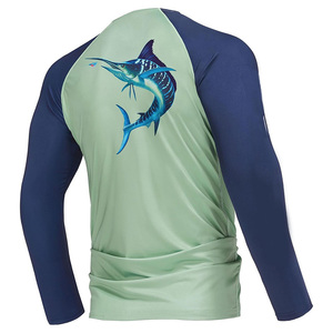 Chemise de pêche à manches longues pour garçons, imprimé animalier, vert menthe et bleu marine, color block, UPF 50, respirante, séchage rapide, protection solaire - Product Image 3