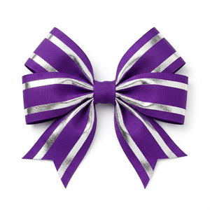 Neelkamal Industries 25mm Royal Purple Silver Woven Metallic Ribbon Decorative Trim for DIY Crafts Bows & Home Decor - Product Image 1