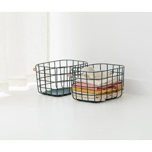 Factory Price Black Vintage Steel Wire Storage Basket With Teardrop Handles For <b>Kitchen</b> <b>Pantry</b> Bathroom Closet Organization - Product Image 3