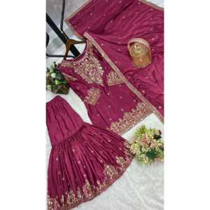 Conjuntos Modestos de Top Elegante, Sharara y Dupatta con Bordado y Lentejuelas - Product Image 2