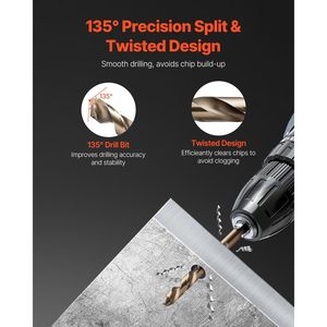 Set di 29 punte da trapano in cobalto M35 in acciaio super rapido, punte multiuso per metallo e acciaio inossidabile con custodia. - Product Image 4