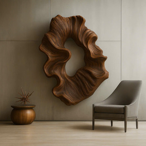 Sculpture murale modulaire en bois artisanale, art en bois organique pour le salon, décoration murale en bois unique - Product Image 3