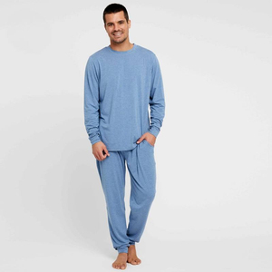 Ensemble de pyjama en polaire à manches longues pour homme, vêtements de nuit chauds pour l'hiver, deux pièces, vêtements de détente doux, vêtements de maison confortables avec taille élastique - Product Image 1