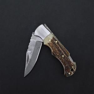 Nouveau couteau de chasse à lame pointue en acier Damas personnalisé avec manche naturel, couteau pliant OEM à bord droit à vendre - Product Image 4