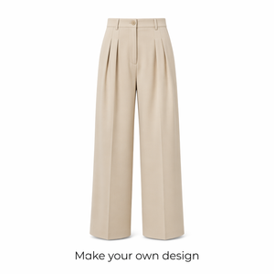 Pantalon large plissé taille haute pour homme, coupe décontractée élégante, infroissable, en tissu peigné beige, idéal pour l'automne - Product Image 1