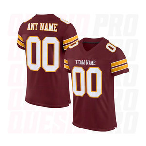 Camiseta de Fútbol Americano Nueva al por Mayor, Estilo Moderno para Hombre, Cuello en V, Informal, Lisa, Holgada, Color Borgoña, Blanco y Dorado - Product Image 1