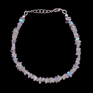 Natural Rainbow Moonstone Classic Strand <b>Bracelet</b> 925 Sterling Silver Smooth <b>Gemstone</b> Handmade Unique Design For Women Jewelry - Product Image 1