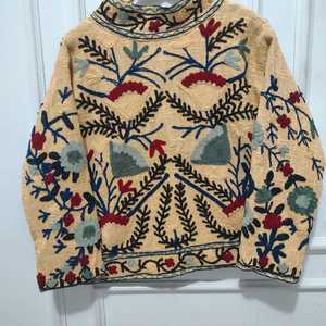 Suzani Embroidered Floral Vintage Stand Collar Breathable Woven Reversible Eco-Friendly <b>Winter</b> <b>Quilted</b> Jacket 100% Cotton - Product Image 2