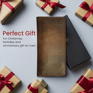 Carteras de Cuero Genuino Ligeras y Largas de Alta Calidad Hechas en Fábrica para Hombre con Diseño de Logotipo Personalizado Precios al por Mayor Nuevas - Product Image 4