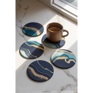 Oval and Round Resin Coasters for Dresser and Tabletop Decor <b>Beverage</b> <b>Serving</b> <b>Sets</b> - Product Image 5