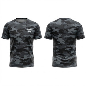 เสื้อยืดผู้ชายถักเนื้อผ้าคอตตอนผสม ระบายอากาศได้ดี แขนสั้น คอพิมพ์ลาย ดีไซน์ลำลอง สำหรับฤดูร้อน กิจกรรมกลางแจ้ง แห้งเร็ว รับสั่งทำ - Product Image 1