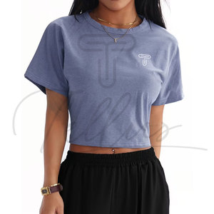 Crop Tops Cortos de Algodón para Mujer al por Mayor, con Logotipo Personalizado, Sexy, Casual, Camisetas Cortas para Mujer - Product Image 4