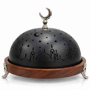 Plateau à chocolat en bois tendance avec bouton en forme de croissant et dôme découpé vert pour hôtels, mariages et événements – Tailles et couleurs personnalisées disponibles - Product Image 2