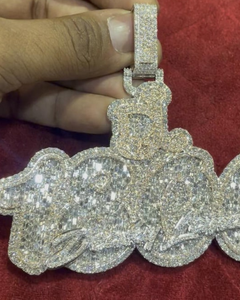 Colgante personalizado con logo y letra inicial, con incrustaciones de diamantes, pasa la prueba del diamante, plata 925, estilo hip hop, con letras y números, para hombre. - Product Image 1