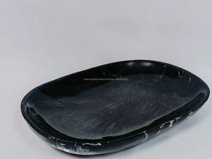 Bol de couleur ambre de meilleure qualité de forme ovale, bol de pâte en résine texture en bois Bol de pâte en résine habilement conçu par artison - Product Image 5