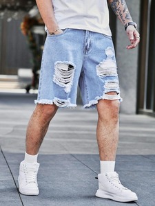 Wholesale Streetwear Vintage Washed Ripped Denim <b>Jean</b> Shorts Manufacturer Custom Baggy Blank <b>Jeans</b> Short <b>Men</b> OEM Serviced - Product Image 2