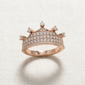14Kt Solid Gold Lab Grown Diamond 0.55ct Round Brilliant Cut <b>Crown</b> Unisex Engagement Wedding Gift Luxury <b>Ring</b> - Product Image 1