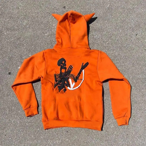 Sudadera con Capucha Personalizada para Hombre, con Borde Cortado, Estampado 3D de Calavera, Logotipo, Estilo Urbano, Unisex, 100% Algodón - Product Image 4