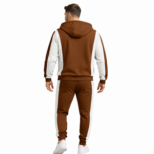 Conjunto de chándal marrón de dos piezas para hombre, sudadera con capucha y pantalones deportivos, ropa deportiva para correr, gimnasio, ropa informal, traje de fitness - Product Image 5