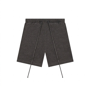 Shorts Bermuda pour homme en coton gris, cordon de serrage à la taille, style hip-hop, écologiques, couleur unie - Product Image 3