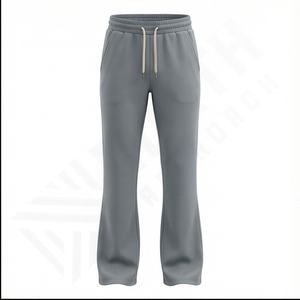 Alta calidad logotipo personalizado Color sólido en blanco Casual transpirable ropa de calle algodón al por mayor cintura baja pantalones de chándal acampanados - Product Image 2