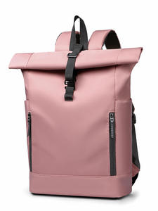 Modern Pink <b>Roll</b> Top Business Bag for Ladies Water Resistant Fashionable Computer <b>Backpack</b> for Daily Commute student bag - Product Image 2