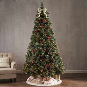 9 Cashmere and Snow Bristle Mixed Christmas <b>Tree</b> with 105 Pine Cones and 1200 Clear <b>Lights</b> UL2317 Tips Diameter 69" - Product Image 4