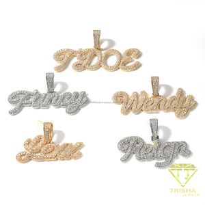 Custom Script <b>Name</b> Necklace Gold Plated Moissanite Tennis <b>Chain</b> Pendant Personalized Jewelry Gift For Men Women - Product Image 4
