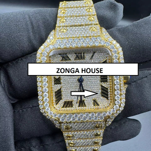 Reloj de Lujo de Acero Inoxidable con Incrustaciones de Diamantes Moissanite VVS1, Analógico, Elegante, Estilo Hip Hop, Deportivo, de Negocios, Antiguo, con Movimiento Automático - Product Image 1