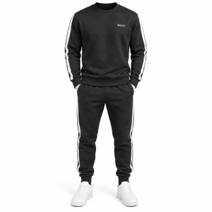 Conjunto Deportivo Informal Holgado de Corte Largo con Cintura Ajustable con Cordón y Bolsillos Laterales, Unisex, Negro, con Capucha, 100% Algodón - Product Image 5