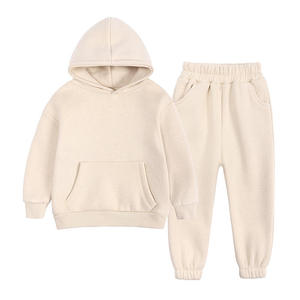 Conjunto de sudadera con capucha y pantalones deportivos para niños, color marrón, informal, de color sólido, de manga larga, para otoño. - Product Image 4