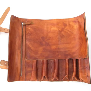 Sac de transport pour couteaux en cuir véritable de luxe, organiseur d'outils culinaires professionnels, étui de rangement de voyage, protection pour ustensiles de cuisine professionnels - Product Image 1