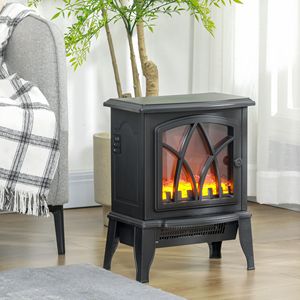 Caminetto Elettrico Indipendente da 750W/1500W con Fiamme LED Realistiche e Protezione dal Surriscaldamento, Colore Nero - Product Image 2