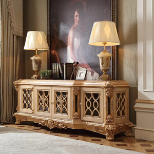 Mueble de TV Clásico de Lujo Hecho a Mano, Estilo Europeo, Madera de Caoba Tallada, Muebles para Sala de Estar para Apartamento, Indonesia - Product Image 1