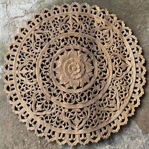 แผ่นไม้สักสลักลายแบบคลาสสิก ขนาด 3 ฟุต สำหรับตกแต่งผนังแบบแขวน ทำมือ 100% แข็งแรง ทนทาน เป็นมิตรกับสิ่งแวดล้อม เหมาะสำหรับตกแต่งบ้าน - Product Image 1