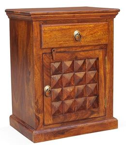 Sheesham Wood <b>Bedside</b> Table with 1 Drawer and 1 Door Cabinet <b>Storage</b> | Wooden Multipurpose Nightstand End Table Furniture - Product Image 2