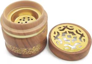 Wholesale Geometric Mango Wood Mabkhara Bulk Saudi Arabian <b>Bakhoor</b> Burner Traditional Majlis <b>Oud</b> Dakhoon Holder Pyramid Barrel - Product Image 2