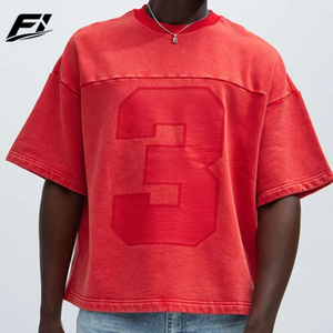 Camisetas Personalizadas para Hombre, Estilo Vintage Lavado, Oversize, 250GSM, Algodón, Diseño Retro con Número, Manga Corta, Proveedor Mayorista de Ropa Urbana - Product Image 1