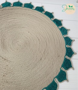 Alfombra de yute estilo bohemio, alfombra redonda marrón natural, alfombra moderna ecológica, alfombra de yute festoneada para sala de estar - Product Image 2