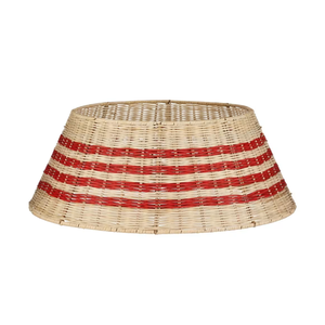 Collier de sapin de Noël rond en rotin tressé à la main, jupe de sapin rouge et marron festif pour la décoration intérieure, du Vietnam - Product Image 1