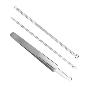 Professional 3 Piece Stainless Steel Acne Extractor Kit Blackhead Remover <b>Tools</b> with Protective Storage <b>Case</b> - Product Image 1