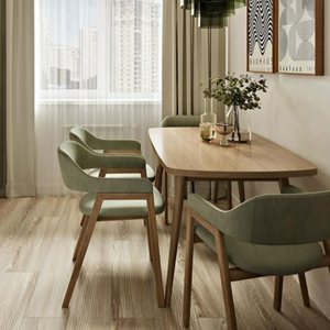 Juego de Mesa de Comedor de Madera Maciza con Sillas Tapizadas para Interiores Modernos de Hogares, Apartamentos y Hoteles - Product Image 3