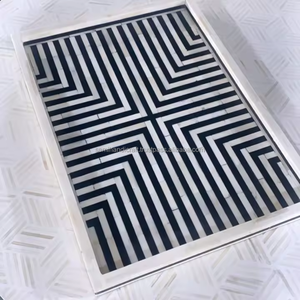 Plateau de service indien de luxe fait main en résine osseuse incrustée, taille et couleur personnalisables, multi-usages pour hôtels, restaurants, décoration intérieure, dernière nouveauté - Product Image 1