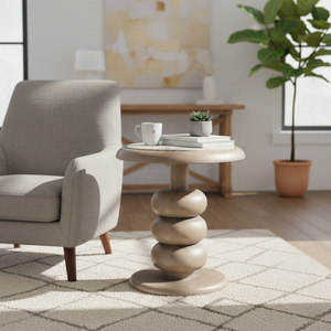 Mesa auxiliar minimalista moderna de madera maciza con superficie de mármol para sala de estar, entrada, restaurantes, hoteles y villas. - Product Image 4