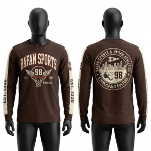 T-shirt homme à manches longues 180 GSM en coton doux et respirant, beige, impression sérigraphique, logo personnalisé, 100 % coton, coupe ample, imprimé. - Product Image 4