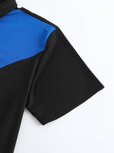 Men's Black Blue Color Blocked Short Sleeve for Shirt Knitted Quick Dry Casual Regular Fit Button Design Front Logo 100% Cotton - Product Image 6