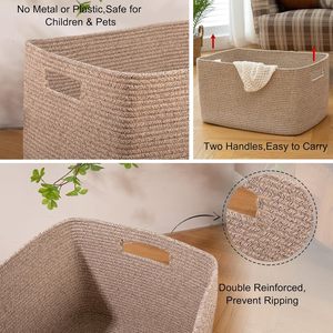 75L Eco-Friendly Modern Woven Cotton Rope <b>Storage</b> <b>Basket</b> 22x17x12 for Drink/Food Use in Living Room Bedroom Nursery - Product Image 4
