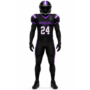 Uniforme de football américain personnalisé haut de gamme pour hommes, manches courtes, 100% polyester, respirant et à séchage rapide, logos personnalisés - Product Image 3